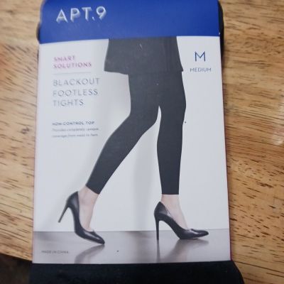 Apt. 9 Smart Solutions Blackput Footless Tights Black Medium